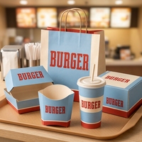 Pochettes personnalisées biodégradables et écologiques pour la vente en gros de burgers, poulet frit, frites et hot-dogs à emporter