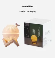 Humidificateur ultrasonique silencieux 330 ml USB avec hygromètre, grande veilleuse, ornement créatif pour la maison, aromathérapie, en plastique durable