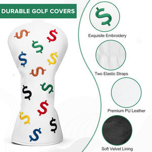 Housse de tête de club de golf en cuir PU brodée et imprimée pour driver, accessoire de golf très populaire - Product Image 3