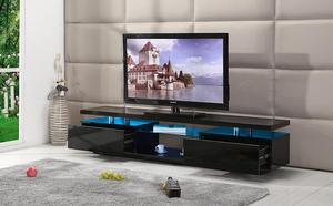 <span class=keywords><strong>Meuble</strong></span> <span class=keywords><strong>TV</strong></span> <span class=keywords><strong>blanc</strong></span> ou <span class=keywords><strong>noir</strong></span> de haute qualité, support d'unité de divertissement, étagère en verre <span class=keywords><strong>LED</strong></span> haute brillance - Product Image 3