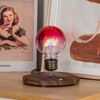 Bombilla Flotante de Levitación Magnética, Lámpara Levitante con Control Táctil, Base de Madera, Luz Nocturna RGB, Regalo de Navidad, Decoración del Hogar