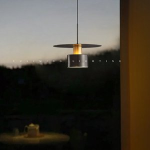 Modern Minimalist Single-Head Pendant Light Brass Metal Body Reflective Acrylic Top Bottom AC Power for <b>Bedside</b> <b>Table</b> Lighting - Product Image 1