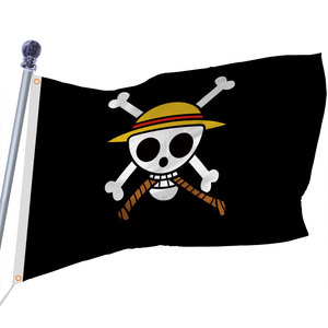 Maßgefertigte 1,5m Kreuz-Säbel-Schwerter <span class=keywords><strong>Jolly</strong></span> Roger Piraten Totenbrust Polyester-Flaggen Banner für Automobil- und Versicherungszwecke - Product Image 4