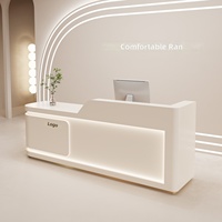 Comptoir de bar élégant en MDF laqué, bureau de caisse avec rangement pour salons de beauté, magasins de vêtements, bureaux de réception compacts, soins de santé