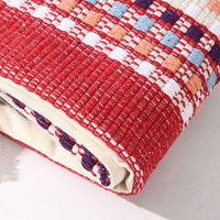 Housse de coussin de canapé en coton teint en fil marocain, taie d'oreiller décorative jacquard avec pompons