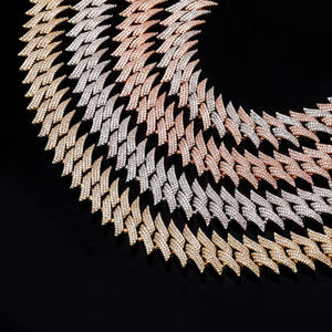 Pulseras Europeas Más Vendidas de 14mm, Collares de Cobre con Diamantes Completos Estilo Hip-Hop, Joyería Masculina al por Mayor, Símbolo Urbano - Product Image 1