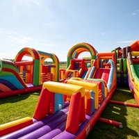 Parcours d'obstacles gonflable personnalisé 5K avec toboggans, structure de saut gonflable portable et étanche pour événements sportifs