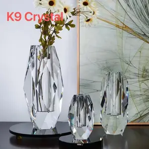 Прямая поставка прозрачные Экологичные граненые Кристальные вазы Роскошные для свадебных семейных столов