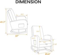 Fauteuil à bascule moderne en bois confortable pour chambre d'enfant, avec repose-pieds rétractable et rembourré, idéal pour salon et chambre à coucher