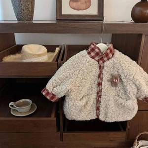 Reversible Plaid Cotton-Padded <b>Coat</b> For Girls Thick Warm Winter Stand-Up Collar Outwear - Product Image 2