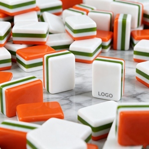Juego <span class=keywords><strong>de</strong></span> Mahjong Americano <span class=keywords><strong>de</strong></span> Lujo Moderno <span class=keywords><strong>de</strong></span> Tres Capas en Naranja, Verde y Blanco, con Fichas <span class=keywords><strong>de</strong></span> Tigre, Pavo Real, Máscara y Joker, para 4 Jugadores - Product Image 2