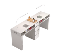 Table de manucure multifonctionnelle de luxe légère avec lampe et aspirateur pour une ou deux personnes