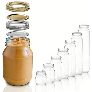 2oz 4oz 8oz 16oz 50ml 220ml 500ml Round Wide Mouth Food Storage Container Peanut Butter Glass <b>Jar</b> with Lids <b>for</b> <b>Jams</b> Sauces - Product Image 1