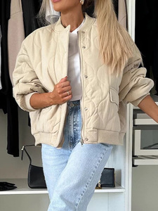 Manteau en coton décontracté à manches longues et boutons pour femmes, couleur unie, hiver, mode - Product Image 4