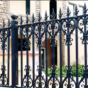 Custom Cheap Black Colour PVC Coated Strip Outdoor Zinc Steel Wrought Iron Palisade Fence
