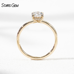 Anillo de compromiso solitario de oro de 14 quilates con diamante ovalado de laboratorio de 1, 2 o 3 quilates y cuatro puntas para mujer - Product Image 4