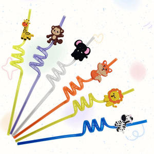 Ventes directes d'usine Animal Park Paille pour enfants de dessin animé créatif et à la mode avec bord PETG matériel accessoires en spirale - Product Image 1