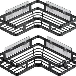 Triangular Bathroom Storage Rack Wall Mounted No Drill <b>Corner</b> <b>Shelf</b> For Toiletries Organizer 2 Tier - Product Image 5