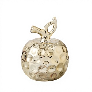 Sculpture géométrique moderne en céramique plaquée or 18 carats, figurine décorative pour table, salon, chambre, armoire - Product Image 1