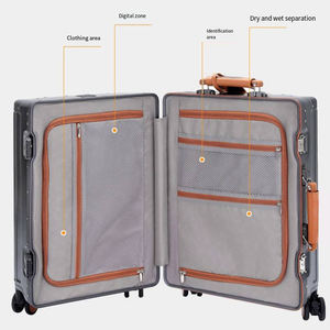 Valise rigide multifonctionnelle en aluminium avec cadre ABS, roulettes pivotantes, serrure, ouverture, porte-gobelet pour filles - Product Image 6