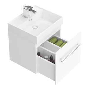 Armoire de salle de bain moderne beige arredo bagno en bois de 24 pouces avec lavabo et lavabo pour petite salle de bain - Product Image 4