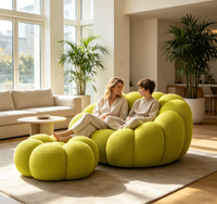 Ensemble de canapés modulaires modernes en mousse à bulles, en tissu gaufré épais, avec chaise longue incurvée, doux et relaxant pour salon domestique