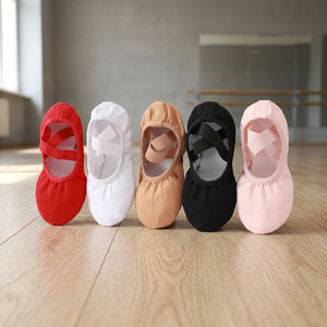 Chaussons de danse souples en toile, unisexes, rouges, blancs, beiges, noirs, roses - Product Image 4