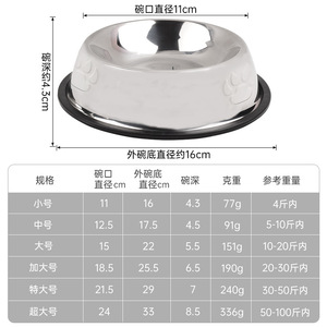 Gamelle pour animaux de compagnie en acier inoxydable poli de haute qualité, antidérapante, convient aux chiens et chats de petite, moyenne et grande taille. - Product Image 1