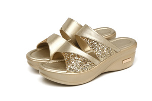 Sandalias de Plataforma Cómodas para Mujer de Verano con Adornos Brillantes, Zapatos Planos de Cuero PU con Cuña y Tiras Traseras Casuales para Dama - Product Image 6