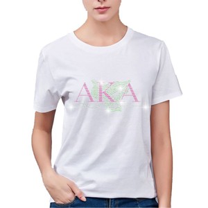 Commercio all'ingrosso rosa e verde AKA Afro Lady strass trasferimento di calore personalizzato Sorority strass ferro su motivo per T-Shirt - Product Image 1