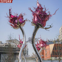 Sculpture de rose abstraite moderne 3D en acier inoxydable, gravée sur mesure, soudure fine, couleur personnalisable, logo personnalisable, 2 mm