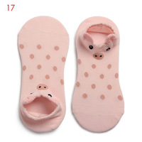 Chaussettes invisibles antidérapantes en coton pour femmes avec oreille d'animaux 3D de dessin animé avec silicone bon marché en stock