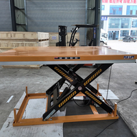 Table élévatrice à ciseaux hydraulique industrielle à profil bas, capacité 1000 kg, plateforme de levage électrique, hauteur minimale 105 mm pour entrepôt logistique