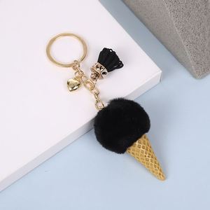 Porte-clés en peluche mignon et moelleux en forme de crème glacée, porte-clés pompon, pendentifs pour sacs à main, accessoires de voiture en forme de crème glacée, porte-clés pompon en fourrure - Product Image 3