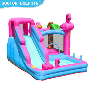<span class=keywords><strong>Castillo</strong></span> Inflable <span class=keywords><strong>Doctor</strong></span> Dolphin en Stock, Diseño Flamencos Morados, Brincolín con Tobogán para Fiestas - Product Image 6