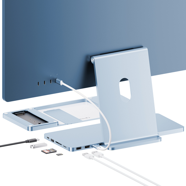 PULWTOP USB C Hub for I-Mac 24 Inch M1/M3/M4 with M.2 SSD Enclosure (SSD Not Included),  USB-A/C 3.2 10Gbps, 2 USB-A 2.0, SD/TF
