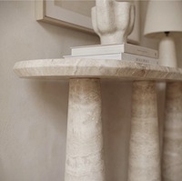 Table console en travertin beige naturel, table d'entrée en pierre de luxe pour couloir, hall d'entrée, maison, hôtel