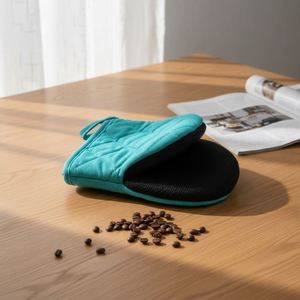 Mitaines de cuisine en coton et caoutchouc pour four, antidérapantes, isolées en silicone, avec pince bec de canard, résistantes à la chaleur, pour micro-ondes, cadeaux d'entreprise - Product Image 1