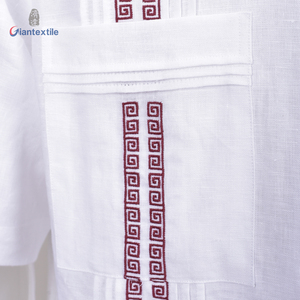 Camisas Guayaberas Cubanas de Alta Gama para <span class=keywords><strong>Hombre</strong></span>, Transpirables, Teñidas con Hilo, 100% Lino, Manga Corta, Blancas, Popelina de Otoño, ODM - Product Image 4