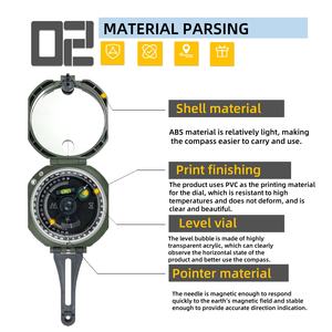 Brújula de Tránsito Prismática Magnética Portátil de Alta Calidad, Brújula de Orientación Impermeable para Geología y Senderismo - Product Image 3