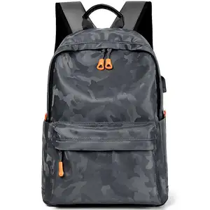 Qualidade impermeável homens mochila Pu couro camuflagem grande capacidade Laptop escola saco mochila