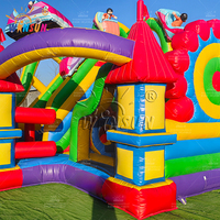 WINSUN Commercial 0.55 mm Château gonflable d'extérieur pour enfants avec montagnes russes et trampoline, ignifuge, imperméable, installation facile, en PVC