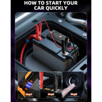 Démarreur de batterie de voiture 1200A économique avec gonfleur de pneus, batterie externe, coque ignifuge, écran 3,2 pouces, lumière LED, anti-étincelles