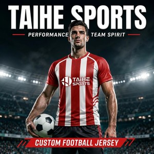 Camiseta de Fútbol para Hombre, Tejido de Malla Corta, Transpirable, Ajuste Atlético, Nombre y Número Personalizados, Impresión por Transferencia de Calor, Rayas, Secado Rápido, 100% - Product Image 1