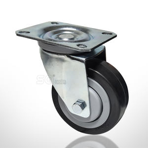 SQ Castor 100/125/160/200mm PA Lenk rollen Schwarz Elastischer Gummi Verschleiß festes und rutsch festes Lenkrad - Product Image 2