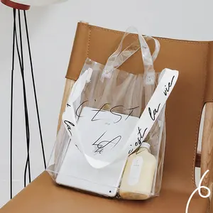 Sac messager à bandoulière Simple en PVC avec LOGO personnalisé de grande capacité, sac à main Simple transparent en gelée EVA