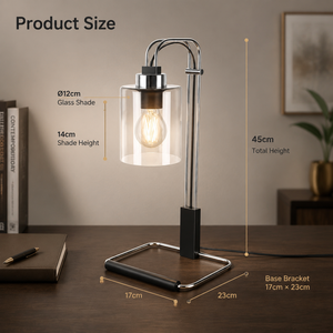 Lampe de table moderne en métal avec abat-jour en verre, ampoule E27, lumière décorative d'ambiance pour chambre à coucher, chevet, salon - Product Image 4