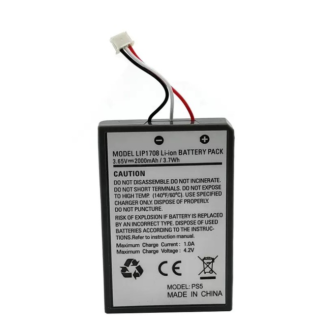 LIP1708 PS5 Battery 2000mAh 3.65V Rechargeable Batteries for Sony PS5 Controller DualSense Game Gamepad Built-in Lithium Battery