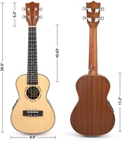 Electric Soprano Concert 23" Ukulele with EQ Rosewood Bridge Natural/Burlywood Colors Mini Guitar BagTuner Strap String Beginner