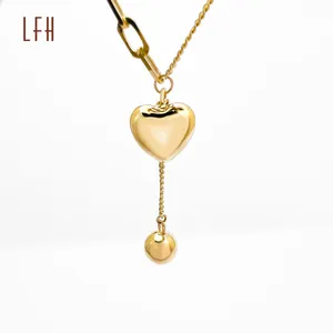 Изящное ожерелье с подвеской в виде сердца из настоящего золота 18 карат на заказ, ожерелье-чокер с подвеской, ожерелье с большим сердцем, ювелирные изделия